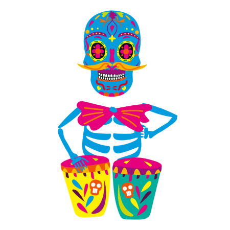 An illustration of a man playing drums