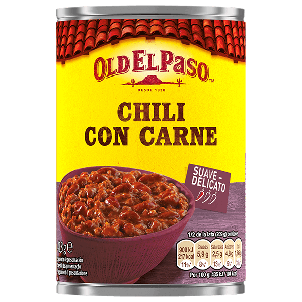 una lata de chile con carne suave Old El Paso, 418 g