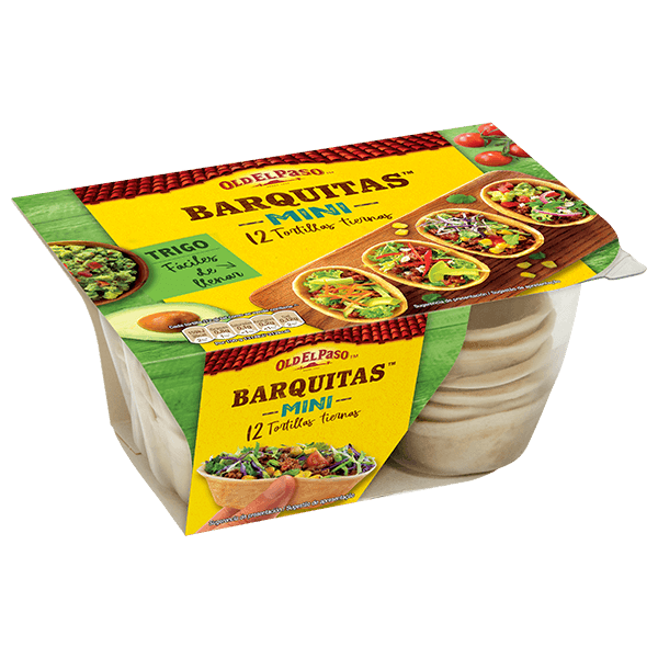 un paquete de barquitas Old el paso 12 mini tortillas