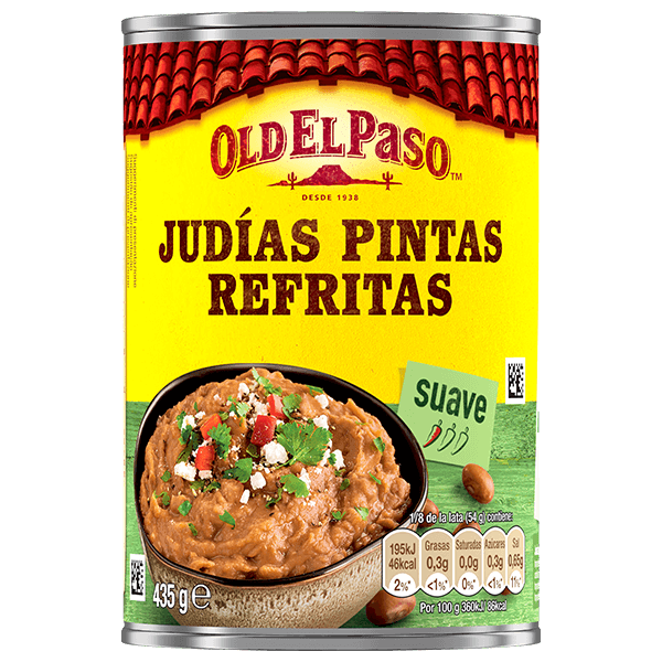 una lata de frijoles pintos refritos suaves old el paso, 435g