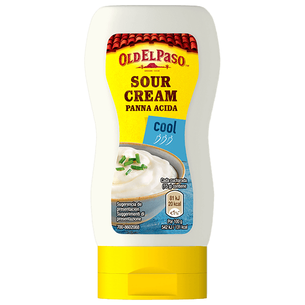 una botella exprimible de crema agria Old el paso