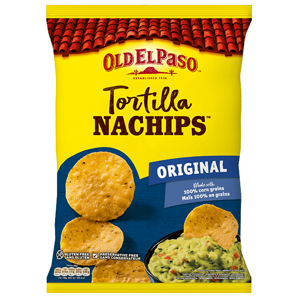 Un paquete de nachips de tortilla originales Old El Paso
