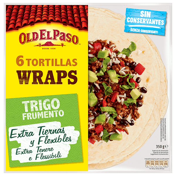 un paquete de tortillas Old el paso wraps de trigo, 350g